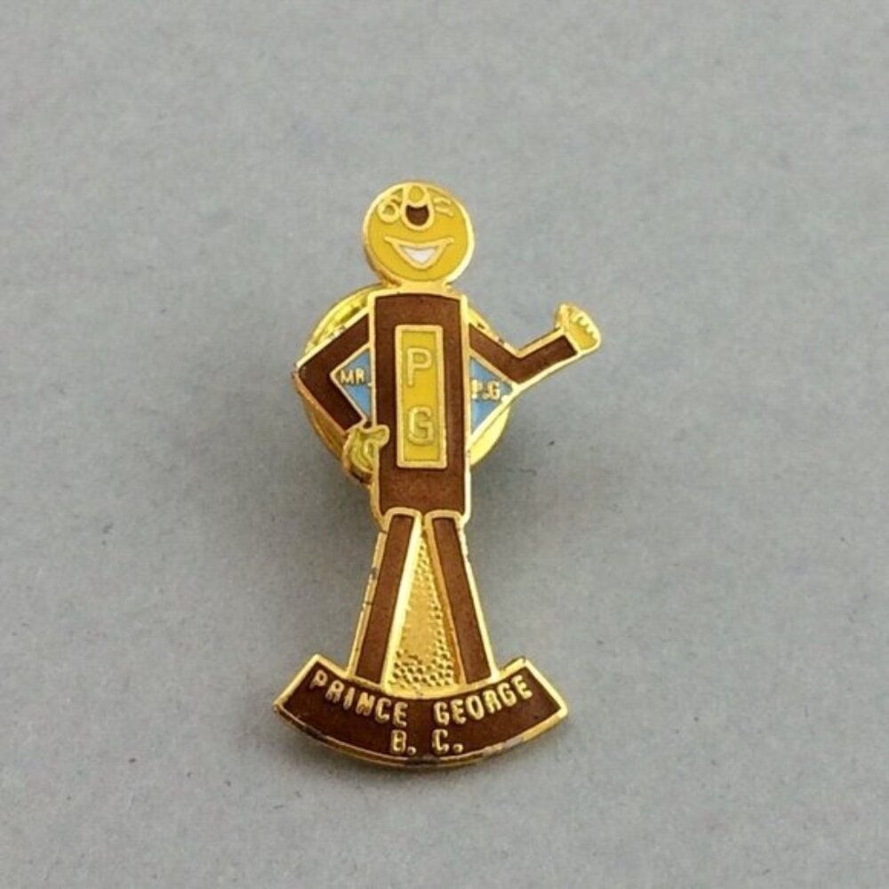 Vintage Prince George Mr PG BC Enamel Lapel Pin British Columbia Canada AS IS